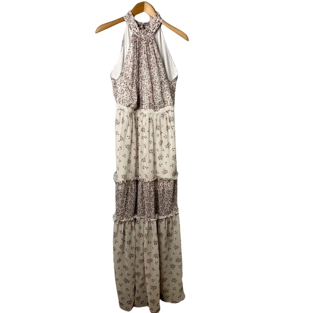 Bellevue Floral Tiered Maxi Dress Size Medium Ruffle Sleeveless Boho Cottagecore